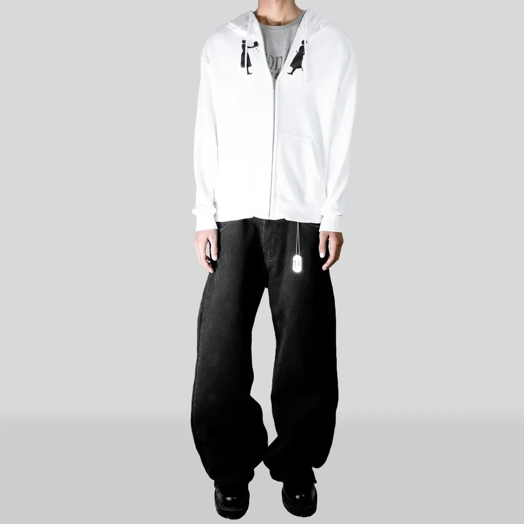KOUPE TET ZIPUP HOODIE WHITE CASUAL model images.webp