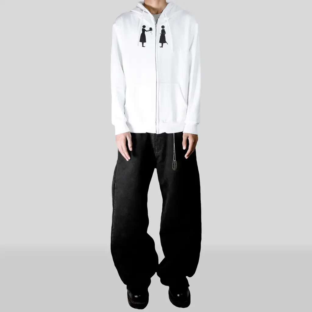 KOUPE TET ZIPUP HOODIE WHITE FRONT model images.webp