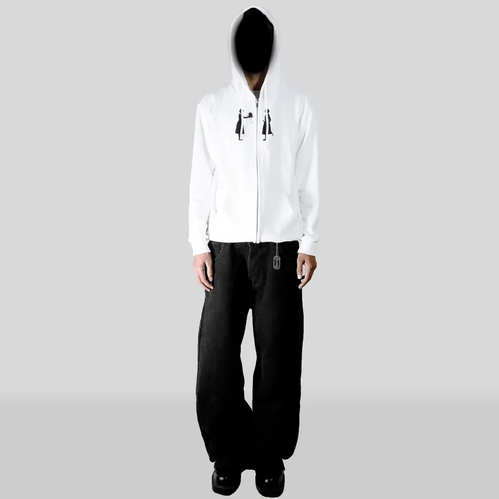 KOUPE TET ZIPUP HOODIE WHITE HOOD ON model images.webp